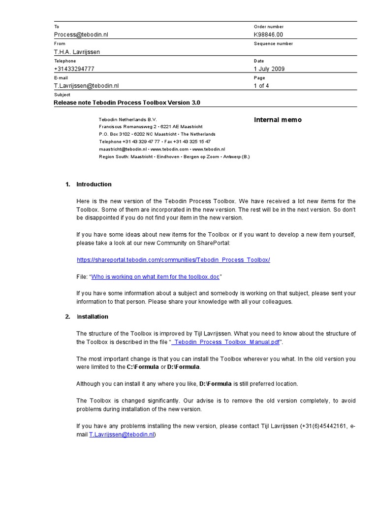 Tebodin Process Toolbox v3.0 Release Note | PDF | Valve | Gases