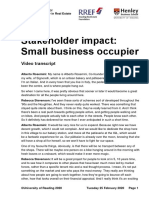 Stakeholder Impact: Small Business Occupier: Video Transcript