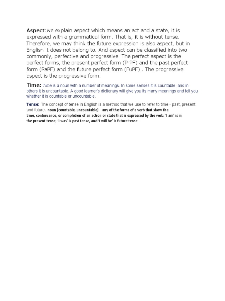 Aspect:we Explain Aspect Which Means An Act and A State, It Is | PDF