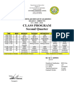 Class Program Grade One 2ND Quarter