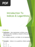 Introduction To Indices & Logarithms