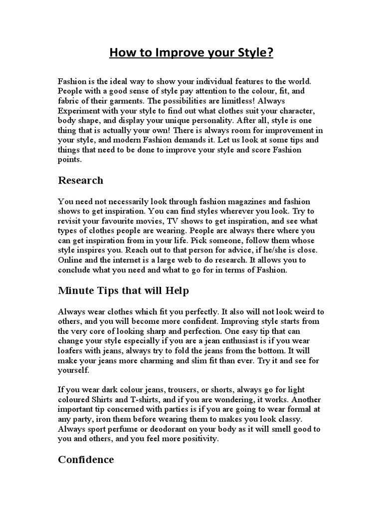 Style Tips for Fashion Enthusiasts | PDF | Clothing | Jeans
