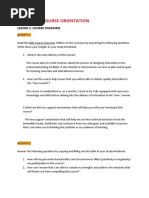 Module 1: Course Orientation