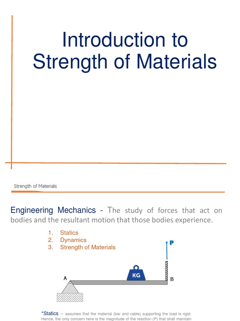Introduction To Mechanics of Def. Bodies + Normal Stress | PDF ...