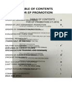 Table of Contents for EP Promotion Requirements