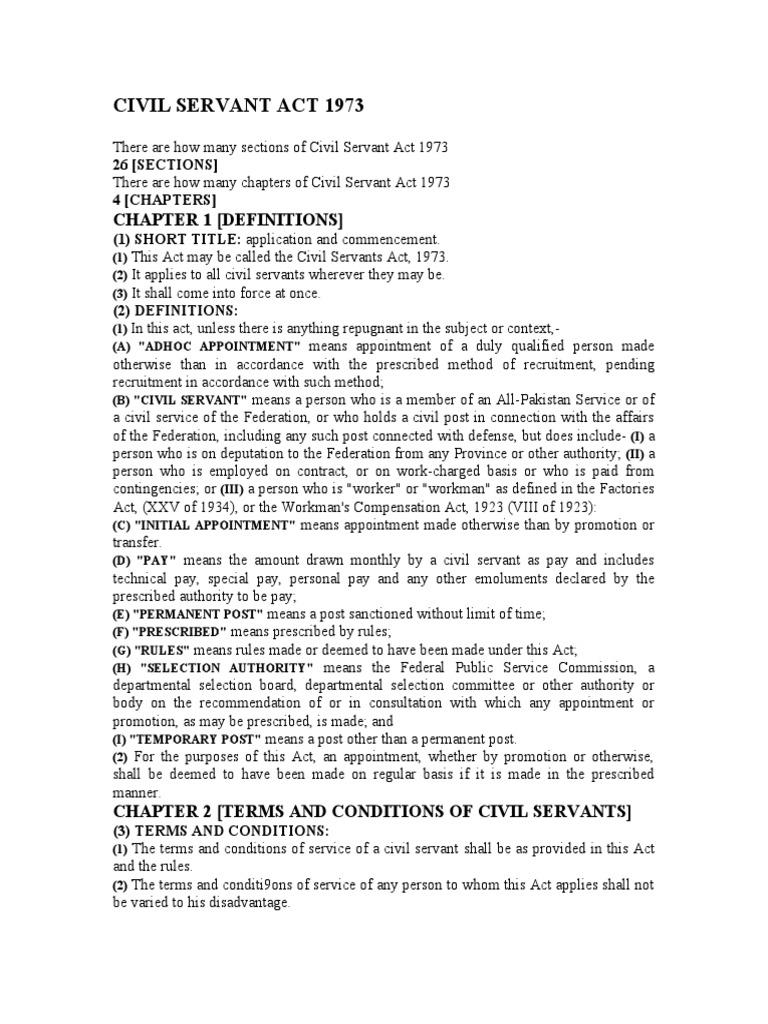 Civil Servant Act 1973 | PDF | Public Sphere | Government