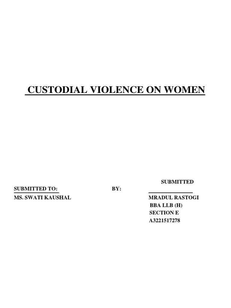 Custodial Violence Against Women in India | PDF