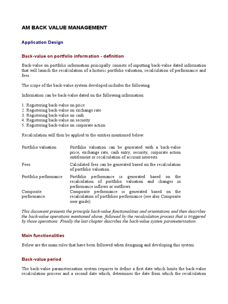 Back-Value Management in Banking | PDF | Valuation (Finance ...