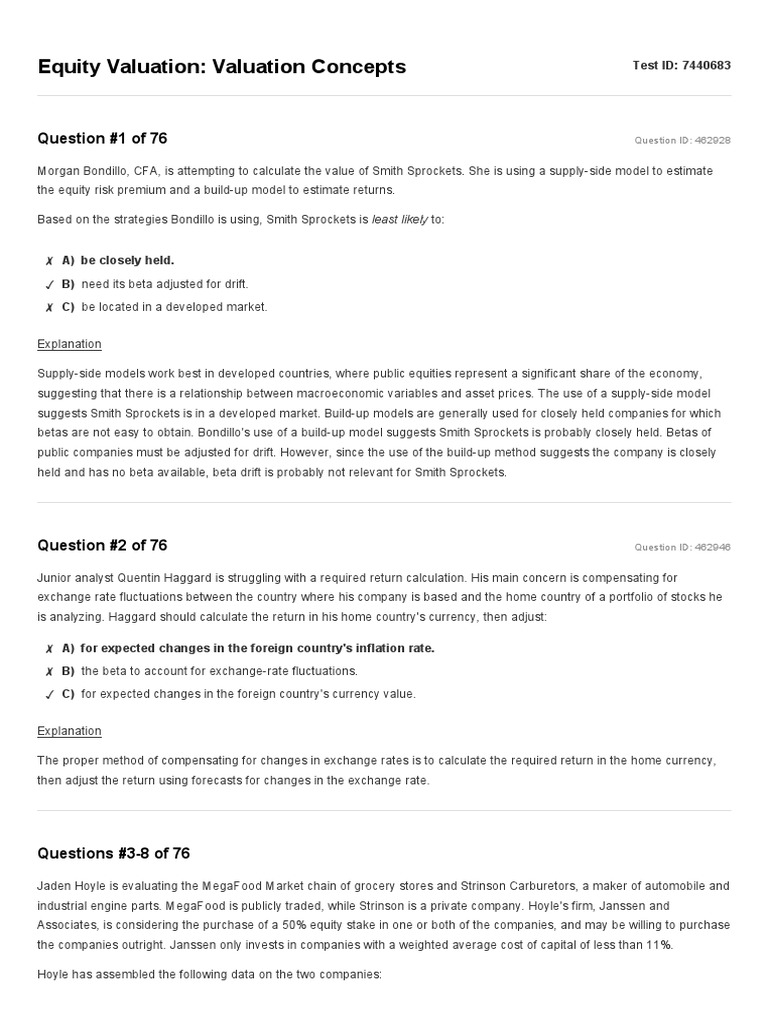 Equity Valuation and Return Models | PDF | Cost Of Capital | Valuation ...