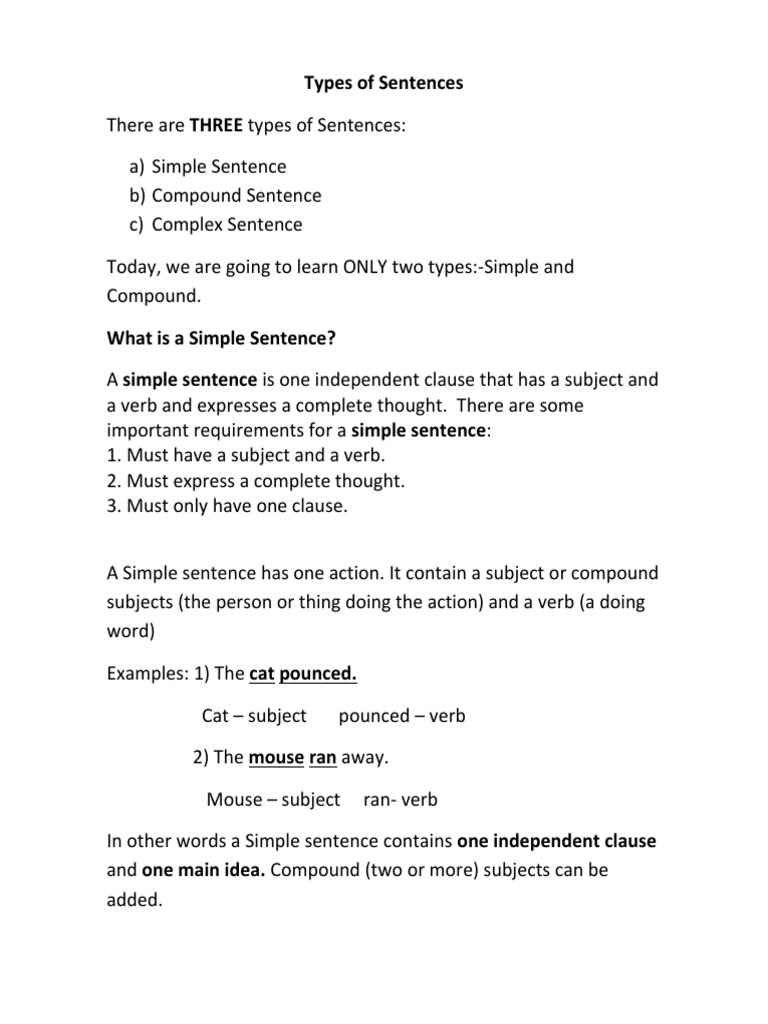 Simple and Compound Sentences Explained | PDF | Sentence (Linguistics ...