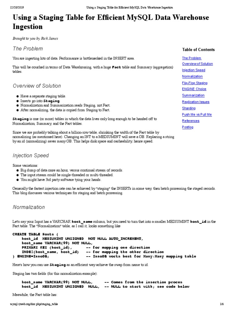 Using A Staging Table For Efficient MySQL Data Warehouse Ingestion ...