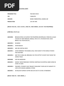 Five Minute TV Broadcasting Script