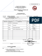 PSU ACA 023 Pre Enrollment Form