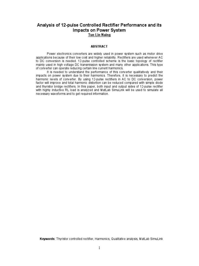 12 Pulse Rectifier PDF | Download Free PDF | Rectifier | Root Mean Square