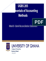 UGBS 205 Fundamentals of Accounting Methods: Week 8 - Bank Reconciliation Statement