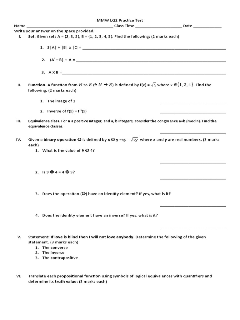 Set. Given Sets A (2, 3, 5), B (1, 2, 3, 4, 5) - Find The Following: (2 ...