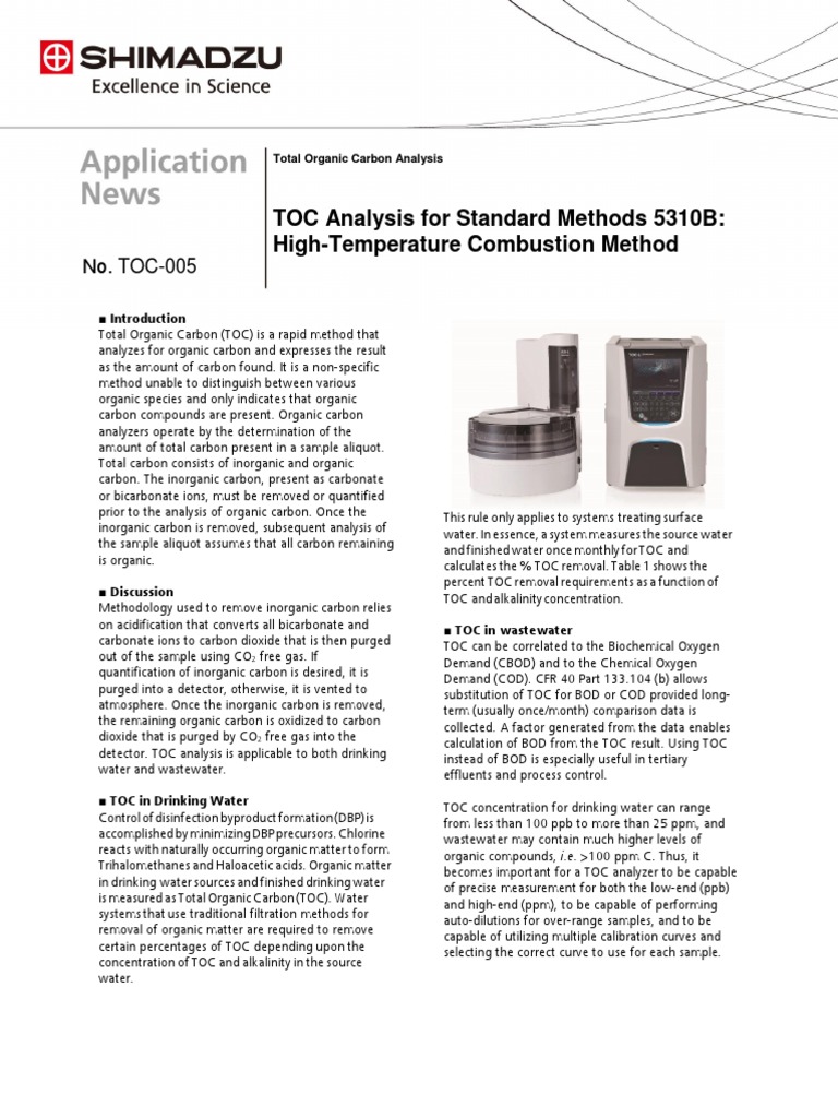 TOC Analysis For Standard Methods 5310B - Shimadzu | PDF | Total ...