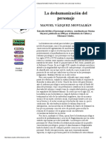 La Deshumanización Del Personaje. Vasquez Montalbán