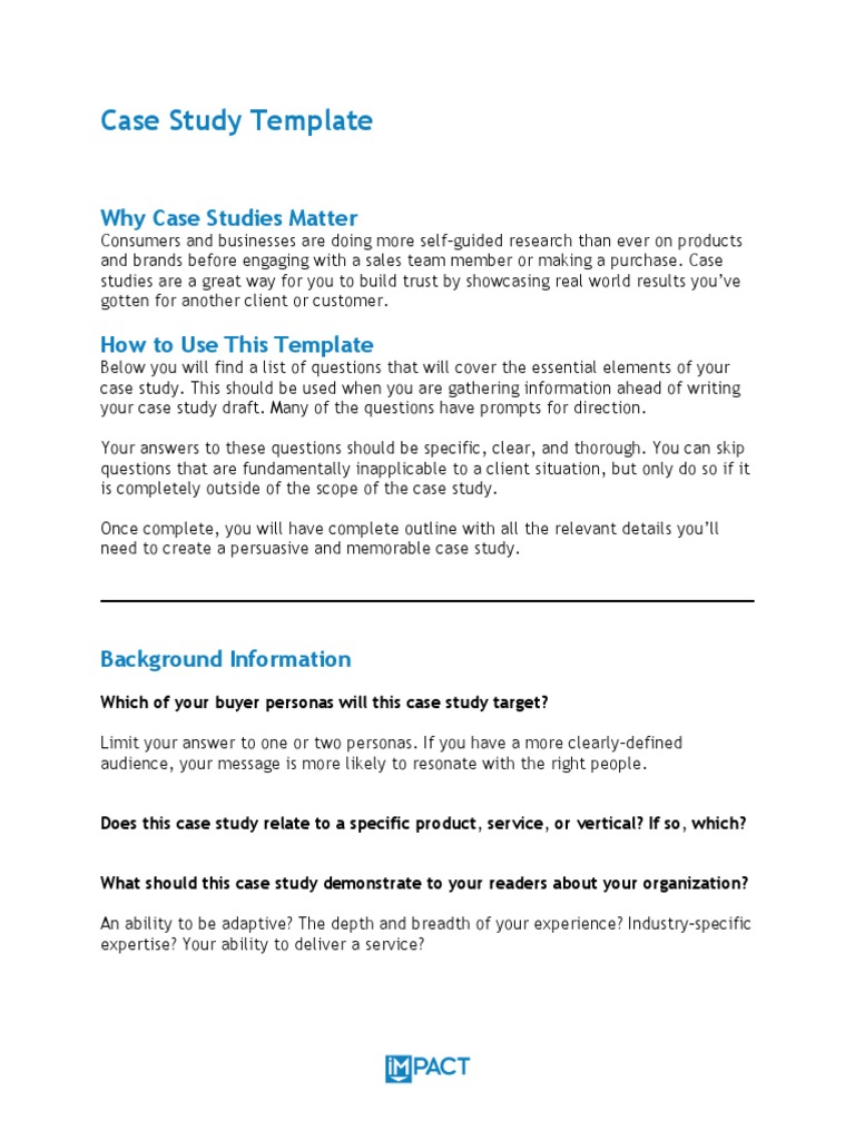 Case Study Template PDF Case Study Brand