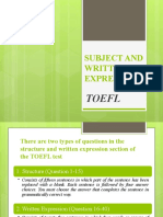 PPT TOEFL  SKILL 1&2 SUBJECT AND VERB, OBJECTS OF PREPOSITIONS
