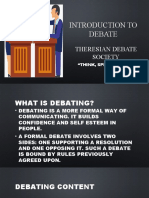 Introduction to Debating Skills and Formats