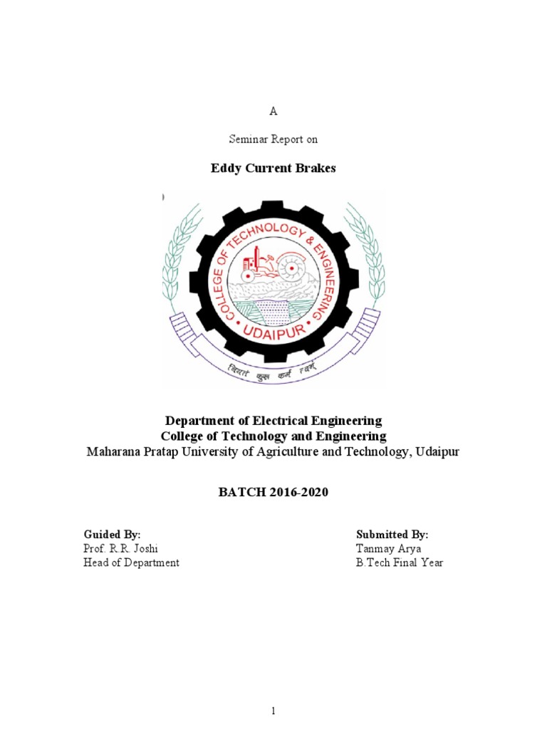 Eddy Current Brakes A Seminar Report On PDF