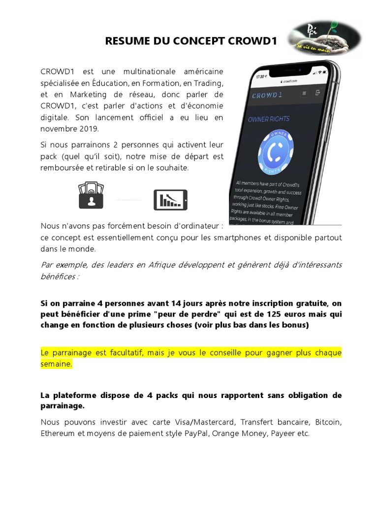 Concept de CROWD1 - Resumé | PDF | Bitcoin | MasterCard