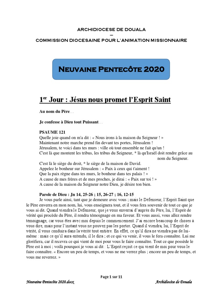 Neuvaine de Pentecôte 2020 | PDF | Saint-Esprit | Résurrection de Jésus