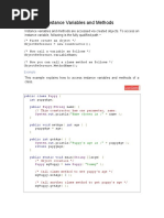 Accessing Instance Variables and Methods