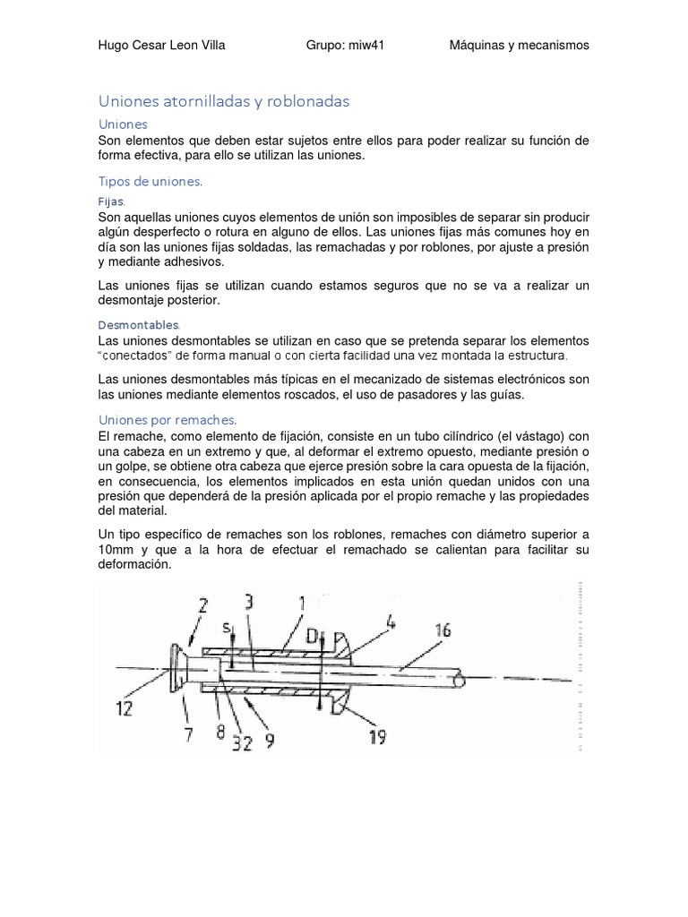 Atornilladas y Roblonadas PDF | Remache Tornillo