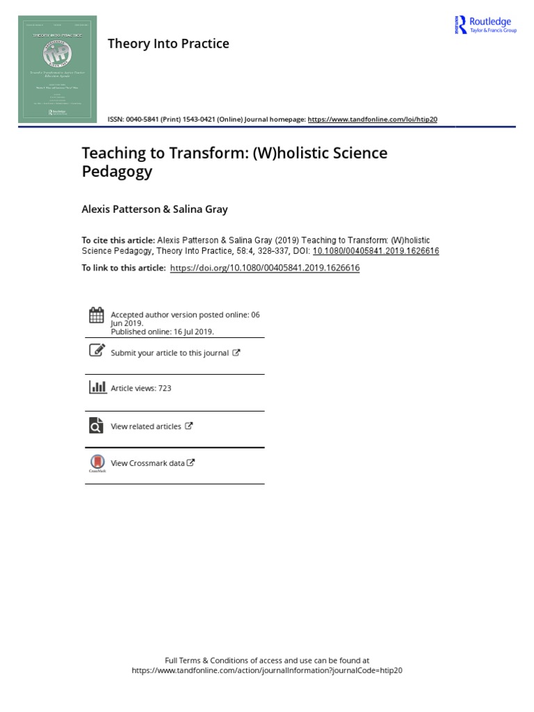 Teaching To Transform W Holistic Science Pedagogy | PDF | Teachers ...