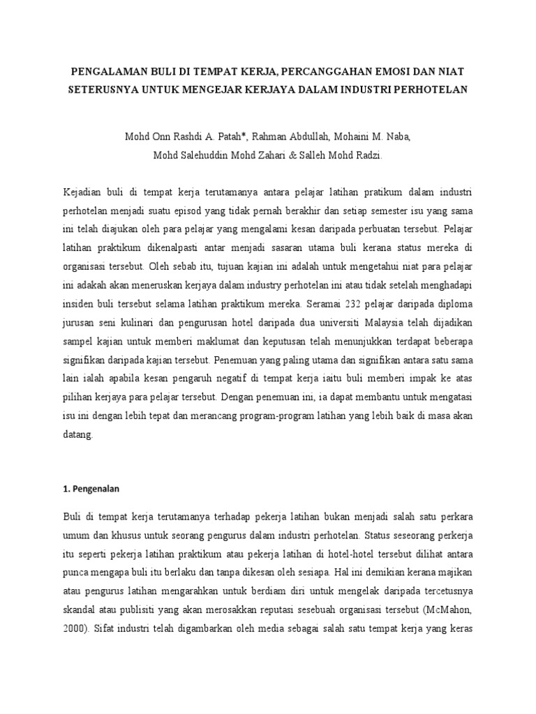 Pengalaman Buli Di Tempat Kerja  PDF