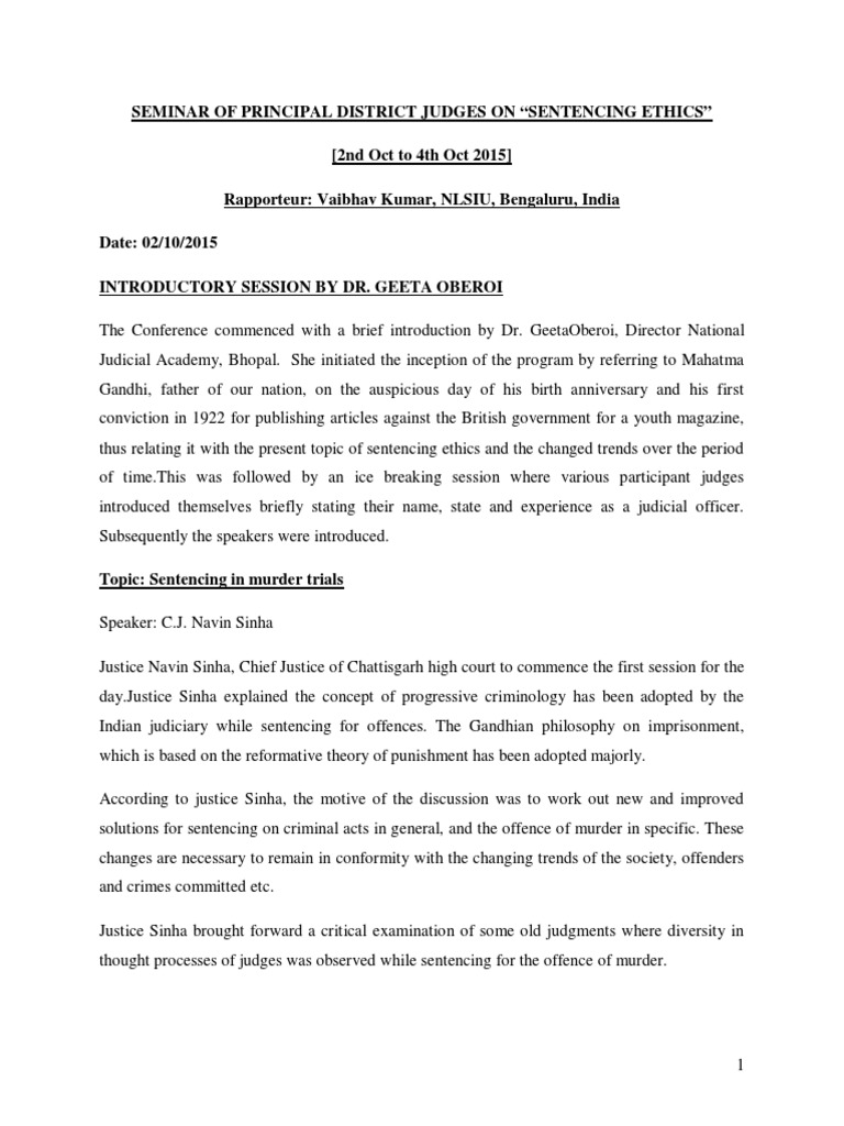 Sentencing Ethics Seminar 2015 | PDF | Canon Law | Sentence (Law)
