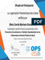 Prevención de La Autolesión y El Suicidio Empoderamiento de Los Profesionales de Atención Primaria de Salud-Certificado Del Curso 385456 PDF