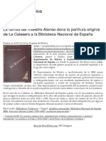 La familia del maestro Alonso dona la partitura original de La Calesera a la Biblioteca Nacional de España | Papeles de Música