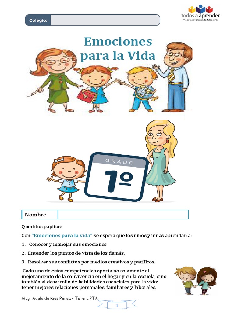1° Emociones para La Vida 1° Pta PDF | PDF | Las emociones