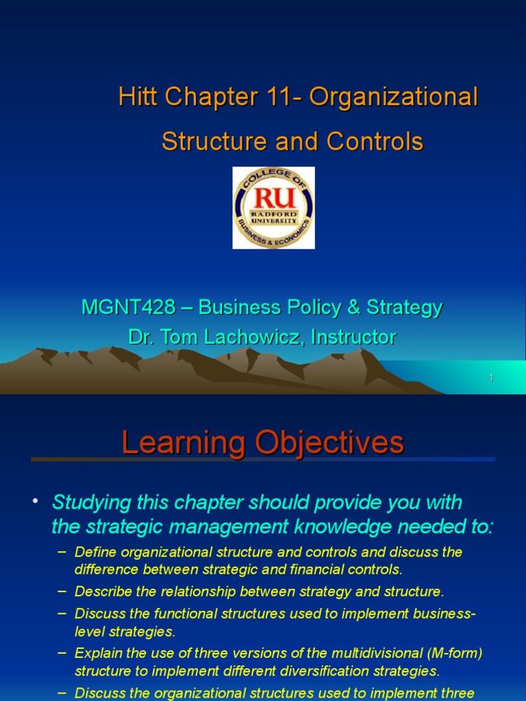 Hitt Chapter 11-Organizational Structure and Controls | PDF | Strategic ...