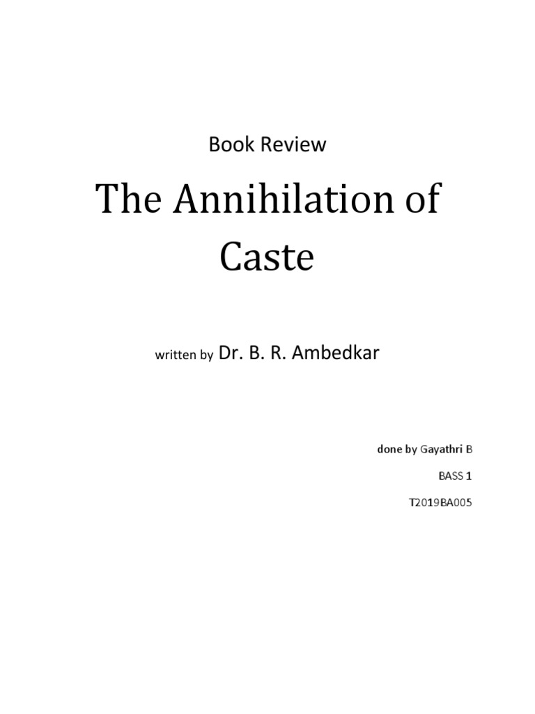 Ambedkar's Annihilation of Caste Review | PDF | Mahatma Gandhi | Caste