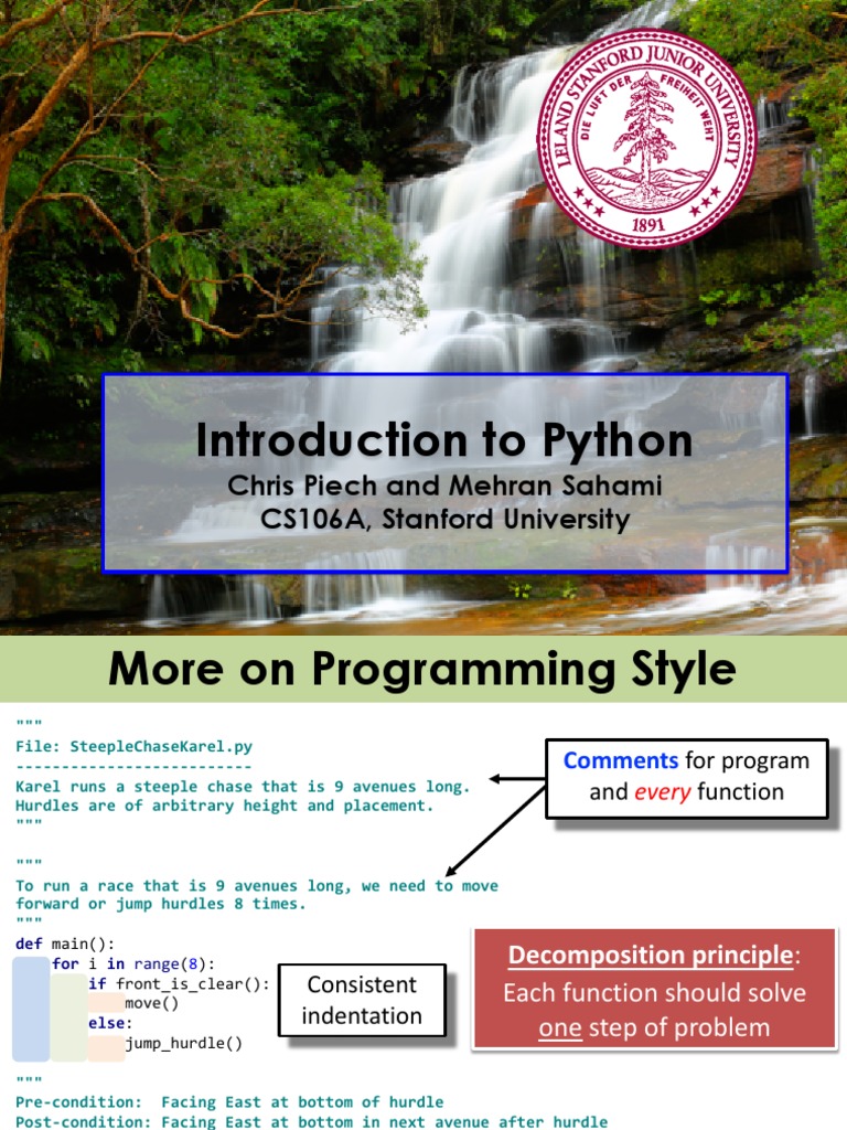 Introduction To Python: Chris Piech and Mehran Sahami CS106A, Stanford ...