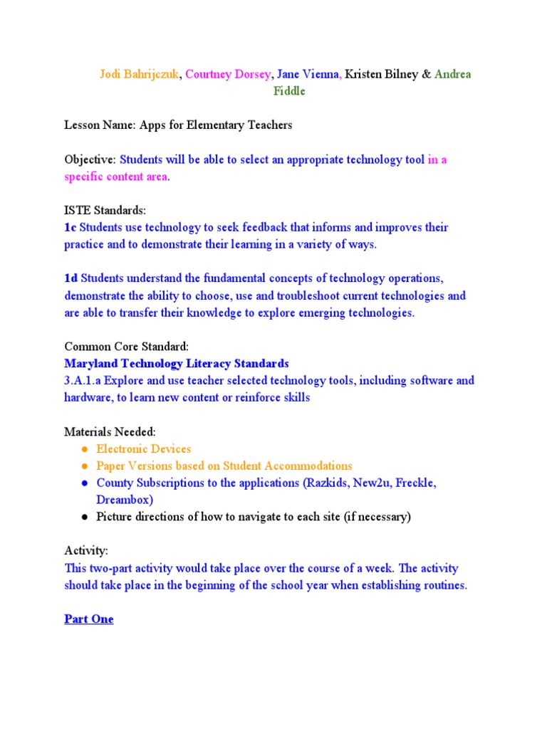 Digital Literacy Lesson Plan PDF Application Software Literacy