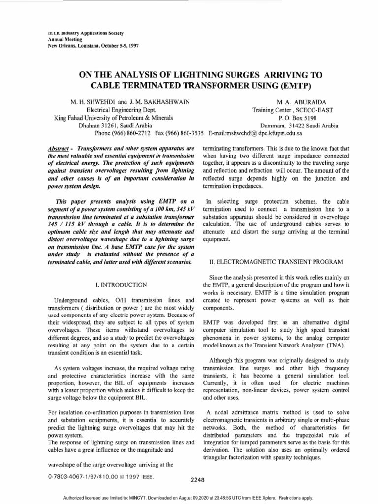 Lightning Surge Analysis in Transformers | PDF | Transmission Line ...