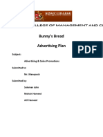 Bunny's Bread Advertising Plan: Subject: Advertising & Sales Promotions