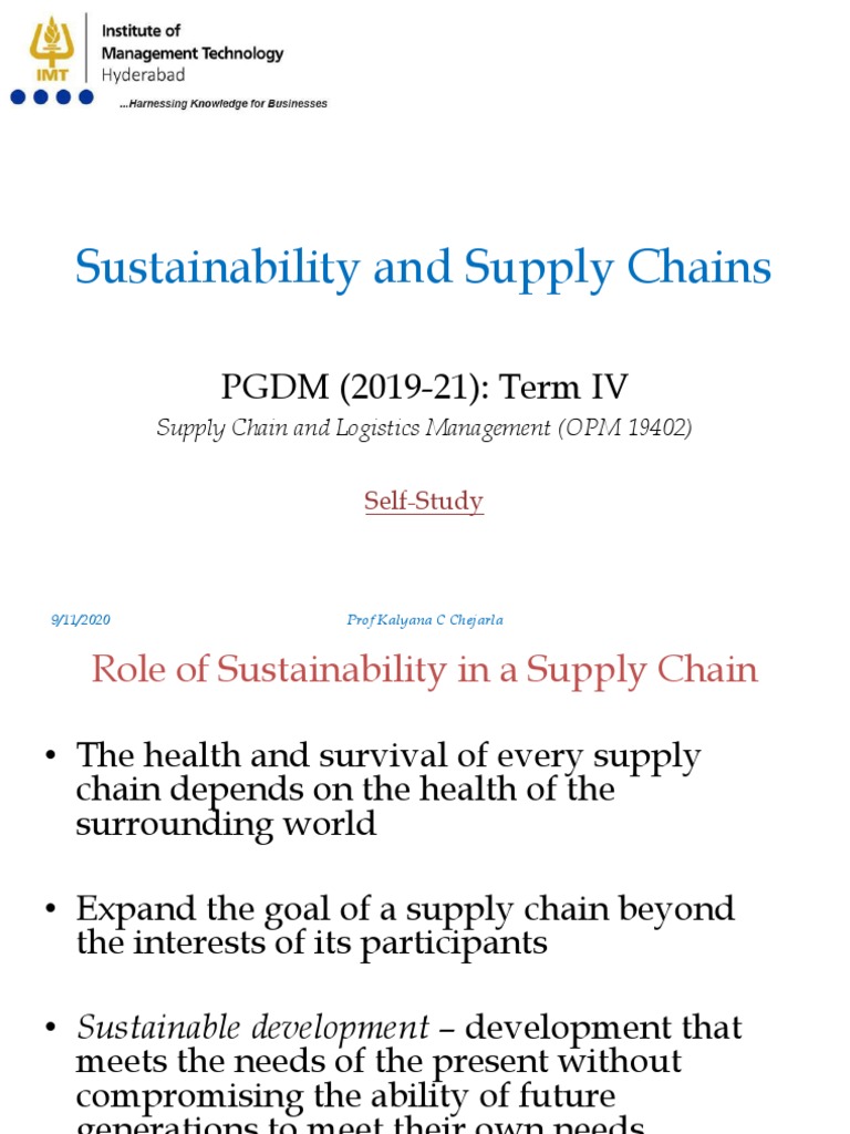 Sustainability and Supply Chains - PGDM 2019-21 PDF | PDF ...