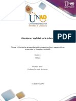 Formato Tarea 1 - Contestar Preguntas Sobre Experiencias y Expectativas Acerca de La Literatura Infantil