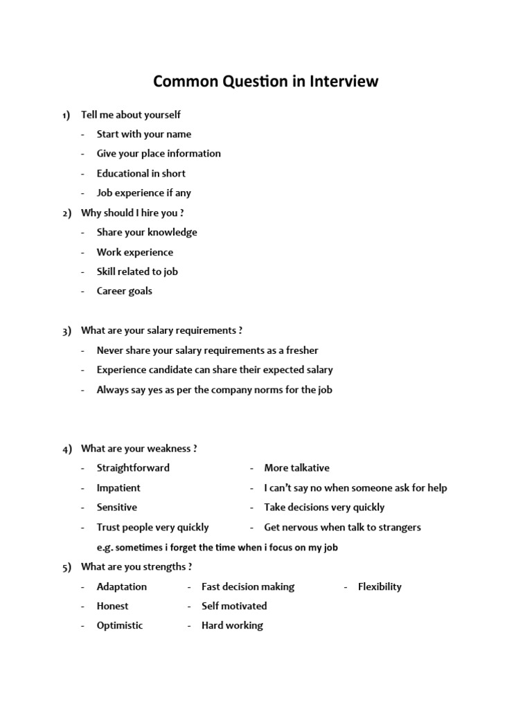 Essential Interview Questions and Tips | PDF
