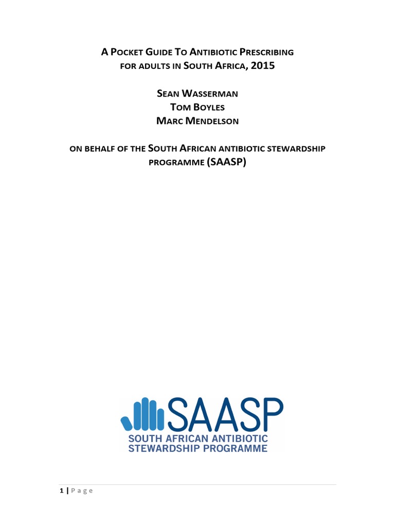 SAASP - Pocket Guide To Antibiotic Prescribing For Adults in SA 2015 ...