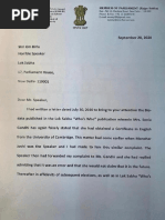 Subramanian Swamy's Letter To Speaker On Sonia Faking Qualifications Sept 28, 2020