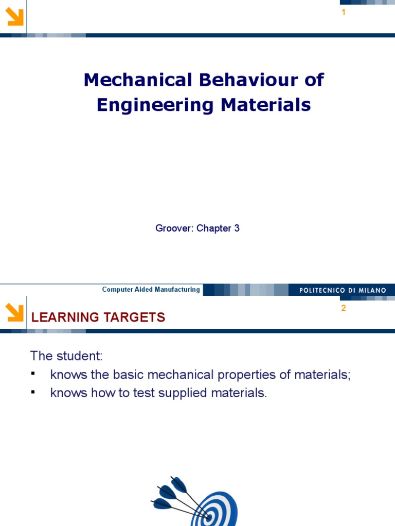 Mechanical Behaviour of Engineering Materials Groover Chapter 3 PDF