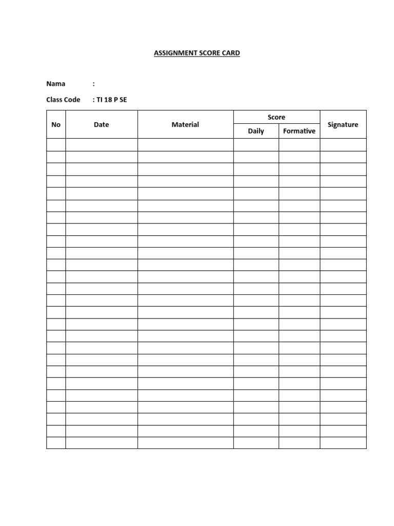 Score Card | PDF