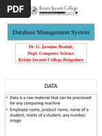 Database Management System: Dr. G. Jasmine Beulah, Dept. Computer Science Kristu Jayanti College, Bengaluru